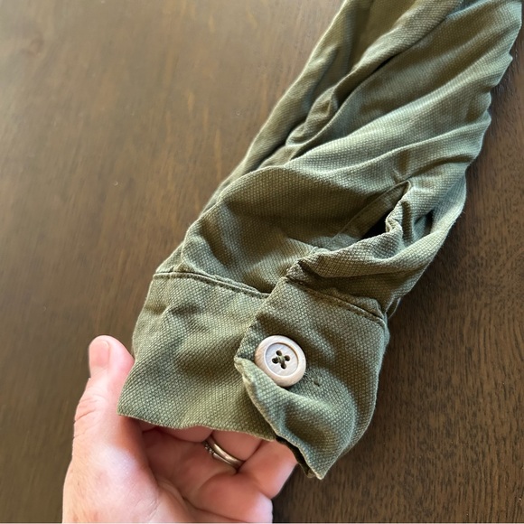 Anthropologie Preston utility jumpsuit belted olive green button down - Picture 8 of 13